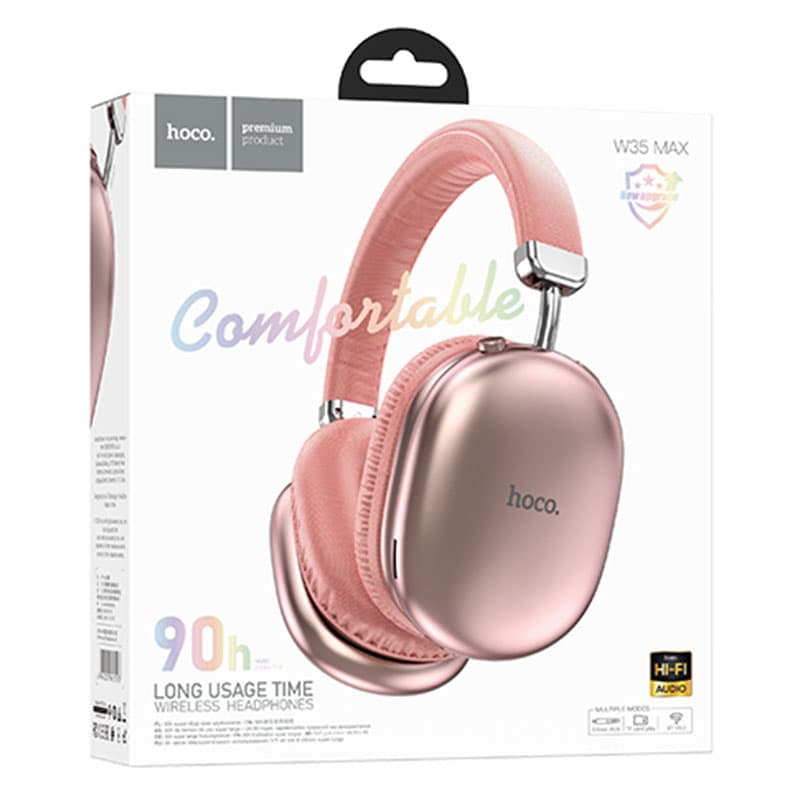 Hoco (W35 Max) - Casti Wireless, Over Ear, BT 5.3, Stand-By 200h, 800mAh, suport card, Joy, Pink 1