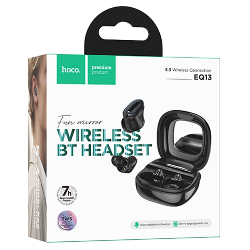 Hoco (EQ13) - Casti Wireless, Ear Buds, BT 5.3, 180h StandBy, 400mAh, Mirror Case, Funtrue, Black 1