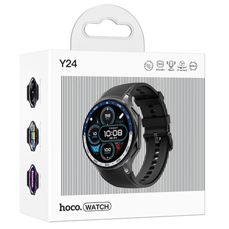 Hoco (Y24) - Ceas SmartWatch, Sport, BT 5.3, AMOLED functie de apel, 390mAh, Multilanguage, Black 1