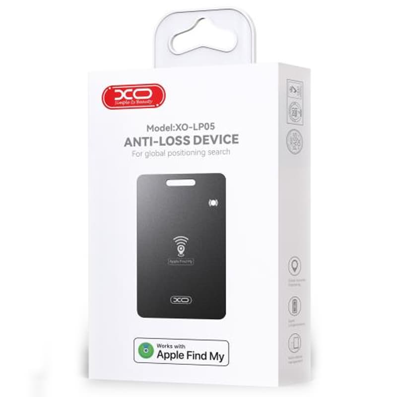 XO (LP05) - Dispozitiv Card, tiP AirTAG, anti-pierdere, compatibil functie FindMy MFI, BLACK 1