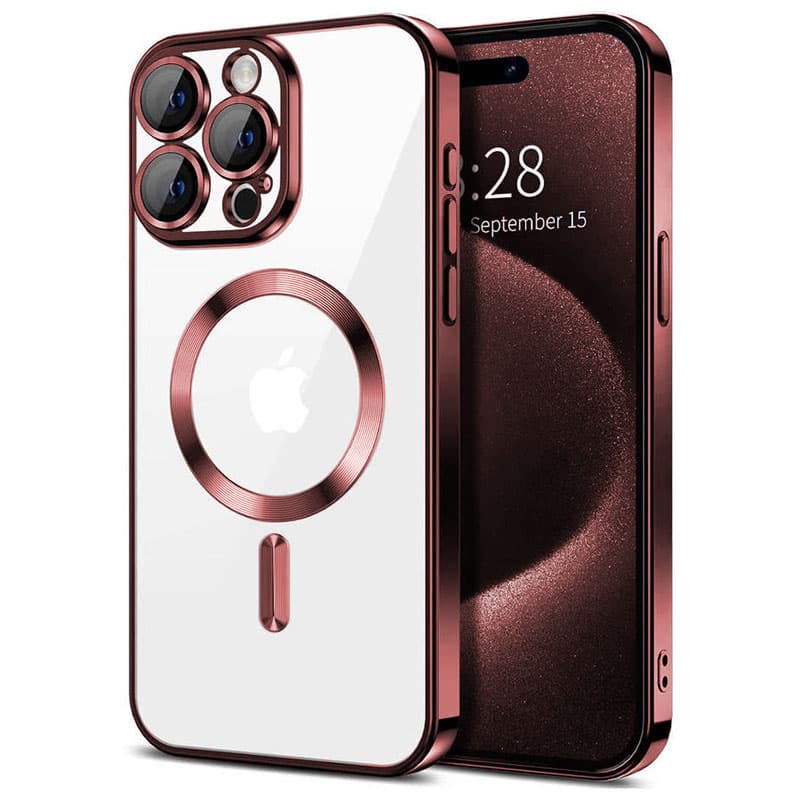 Husa Plating » iPhone 16 Pro Max, silicon cu MagSafe,ElectroEdge, Pink 1