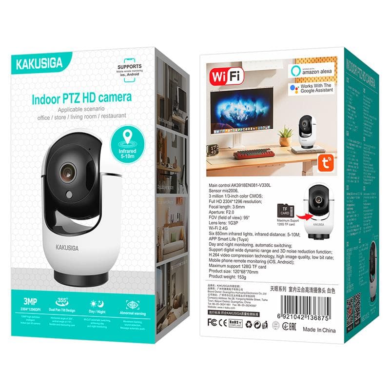 Kaku (KSC-1125) - Camera Video de interior, Full HD, Nightvision InfraRed, Wi-Fi, White 1