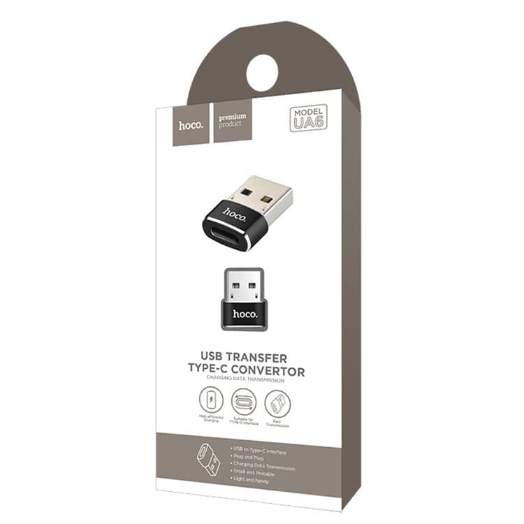 Hoco (UA6) - Adaptor OTG Transfer, USB-C la USB-A, Black 1