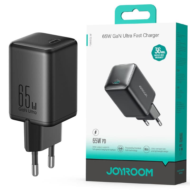 Joyroom (JR-TCG18) » Incarcator Retea, PD65W, USB-C, FastCharge, Black 1