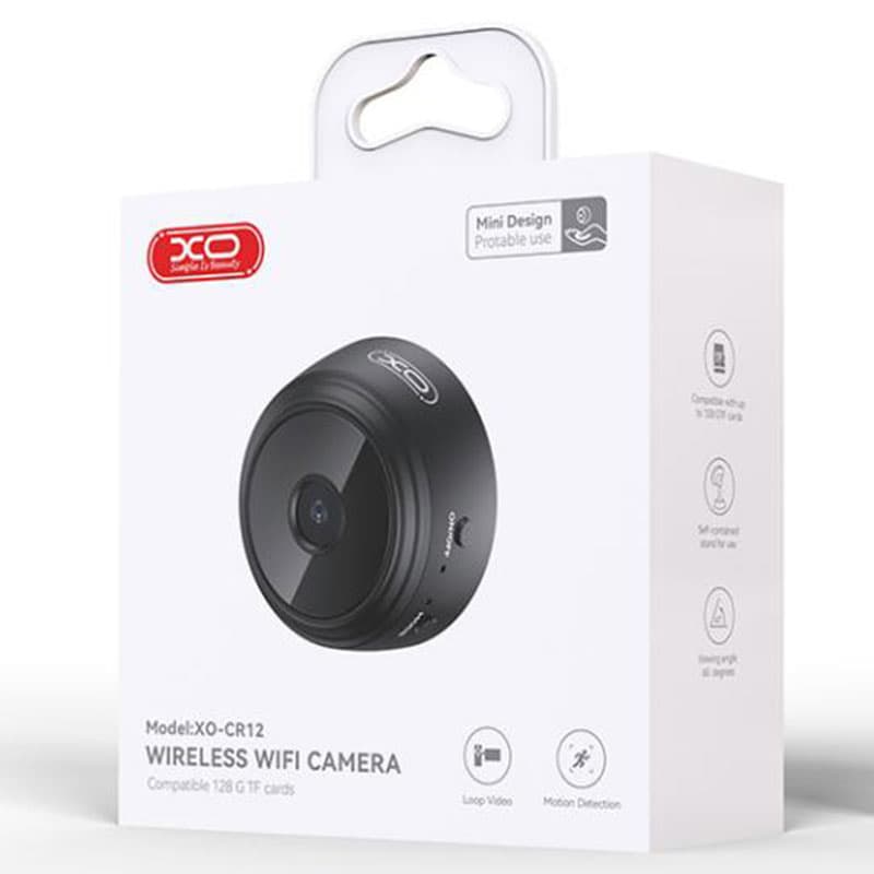 XO (CR12) - Mini camera Wireless, BT 5.0 + WiFi 2.4G, 480MPx, InfraRed, NightVision, Black 1