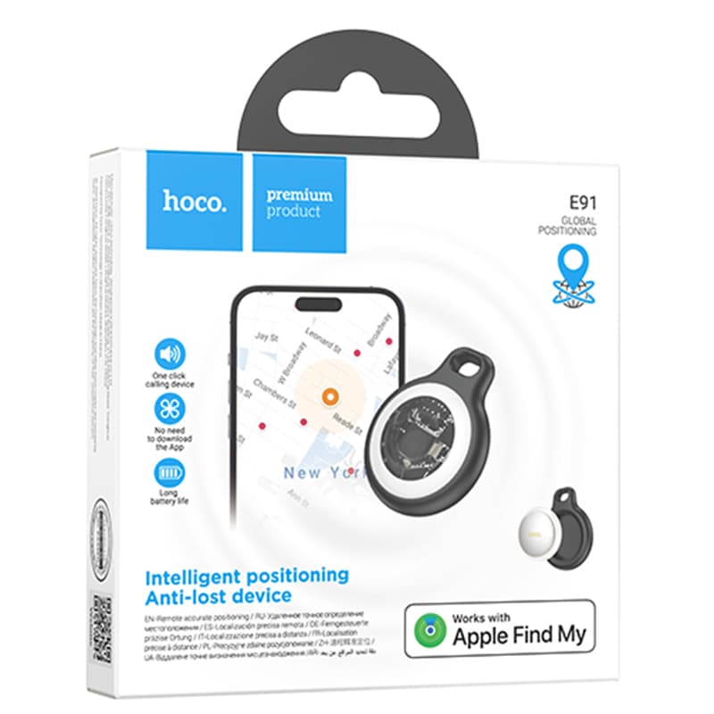 Hoco (E91) - Dispozitiv tiP TAG, anti-pierdere, compatibil functie FindMy, White