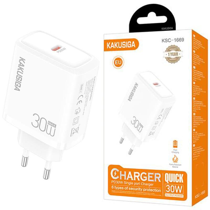 Kaku (KSC-1669) » Incarcator Retea, PD30W, 1xUSB-C, FastCharging, White 1
