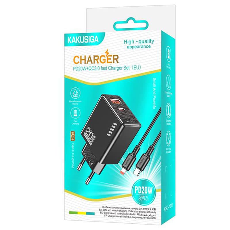 Kaku (KSC-1240) - Incarcator Retea + Cablu Lightning, 1m, 18W, 3A, 1xUSB-C, FastCharge, Black 1
