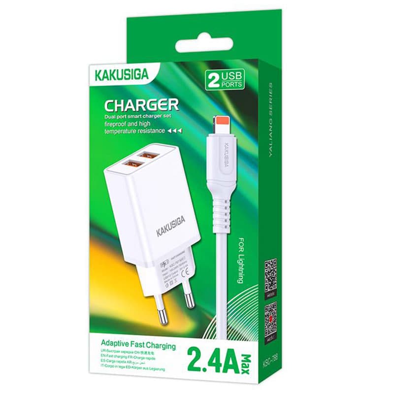 Kaku (KSC-788) - Incarcator Retea + Cablu Lightning, 18W, 2.4A, 2xUSB-A, QC 3.0, White 1