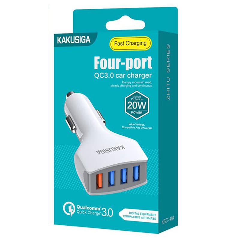 Kaku (KSC-484) - Incarcator Auto, 20W, 4xUSB-A, QC 3.0, White 1
