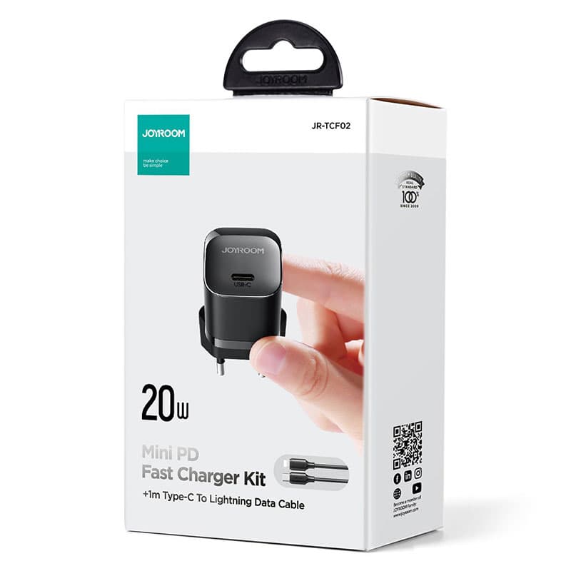 Joyroom (JR-TCF02) - Incarcator Retea + Cablu Lightning, 20W, 1xUSB-C, PD, Compact, White 1