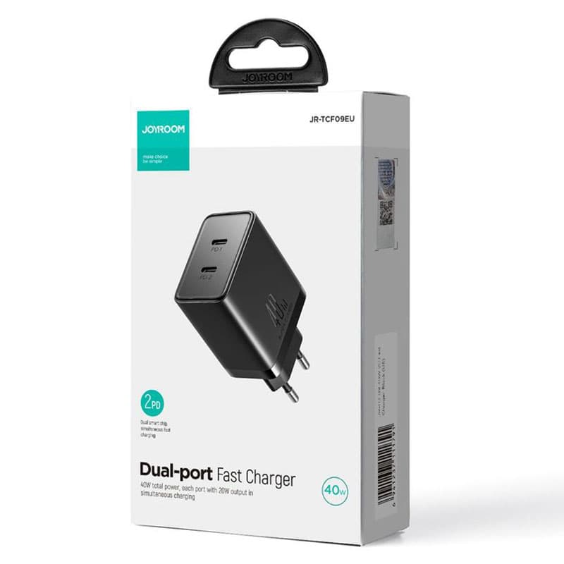 Joyroom (JR-TCF09) - Incarcator Retea, 40W, 2xUSB-C, PD, Black 1