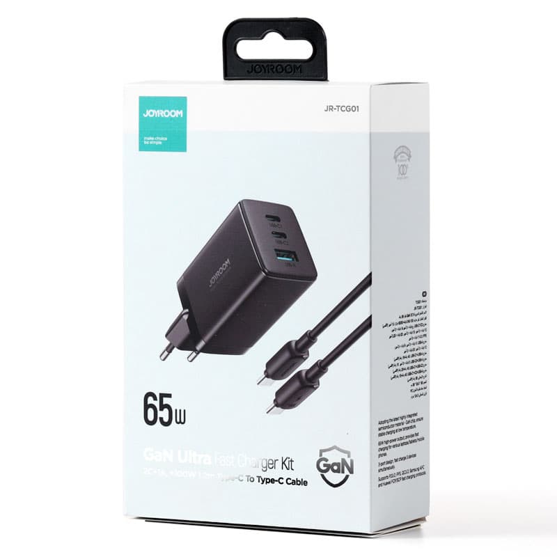 Joyroom (TCG01) - Incarcator Retea + Cablu , Gan, 67W, 2xUSB-C, 2xUSB-A, PD, Black 1