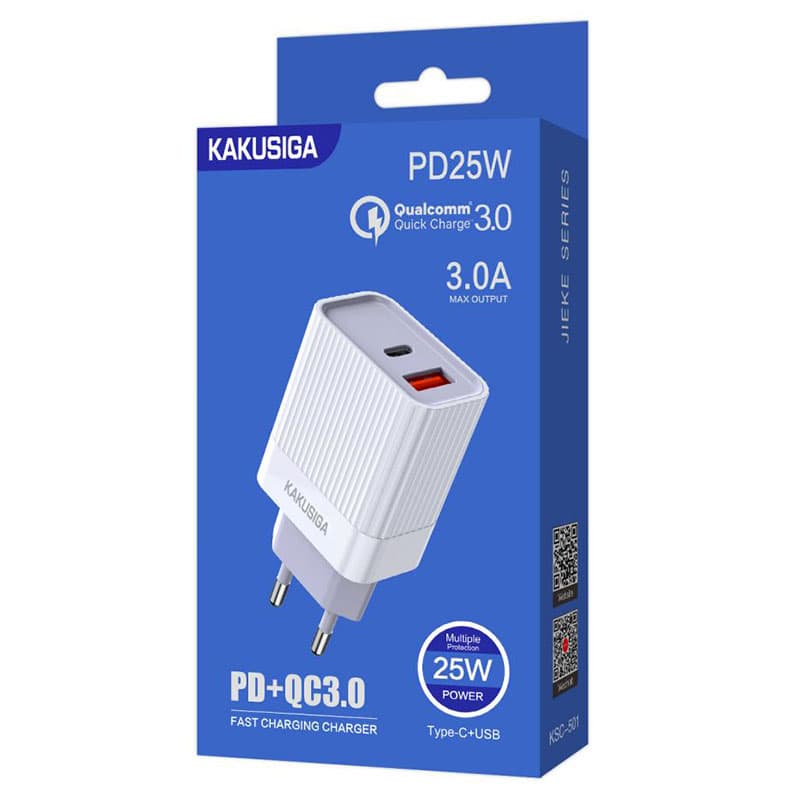 Kaku (KSC-501) - Incarcator Retea, 20W, 1xUSB-C, 1xUSB-A, PD, QC 3.0, White 1