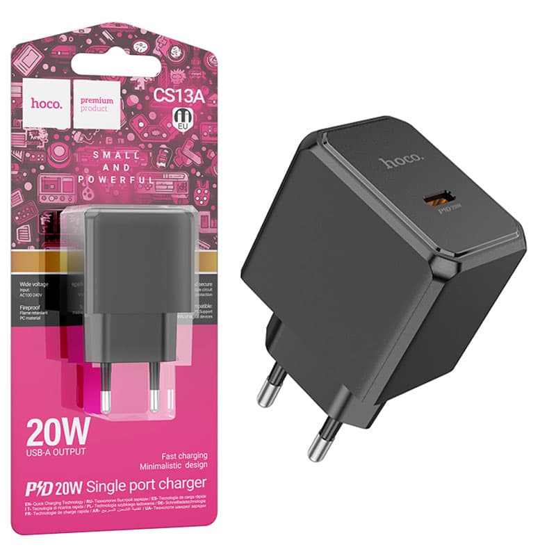 Hoco (CS13A) - Incarcator Retea, 20W, 1xUSB-C, PD, Black 1