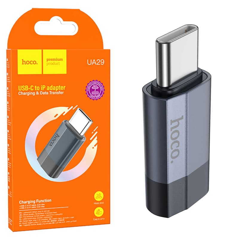 Hoco (UA29) - Adaptor OTG Transfer, USB-C la Lightning, Smart Convert, Blue 1