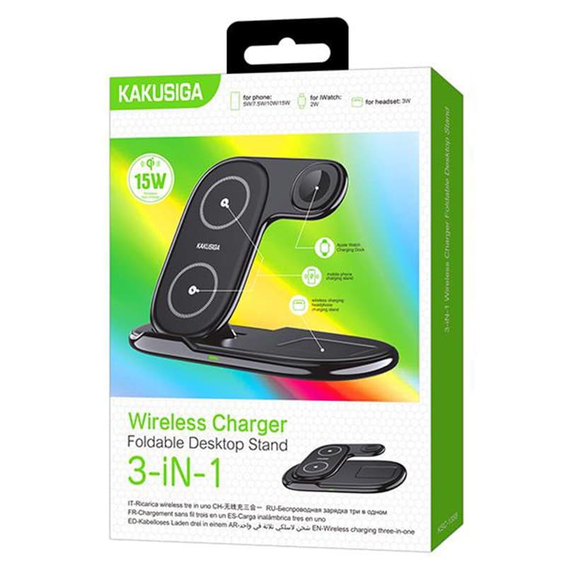 Kaku (KSC-1358) - Incarcator Wireless, 15W, Qi Charging, Fast Charging, tiPhone Stand, Black 1