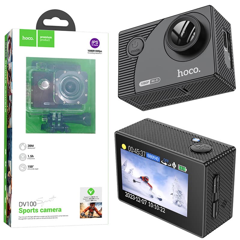 Hoco (DV100) - Camera Video, Action/Sport, cu ecran LCD, HD 1080P/30fps, HDMI, Black 1