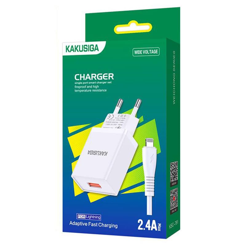 Kaku (KSC-781) - Incarcator Retea + Cablu Lightning, 18W, 2.4A, 1xUSB-A, QC 3.0, White 1
