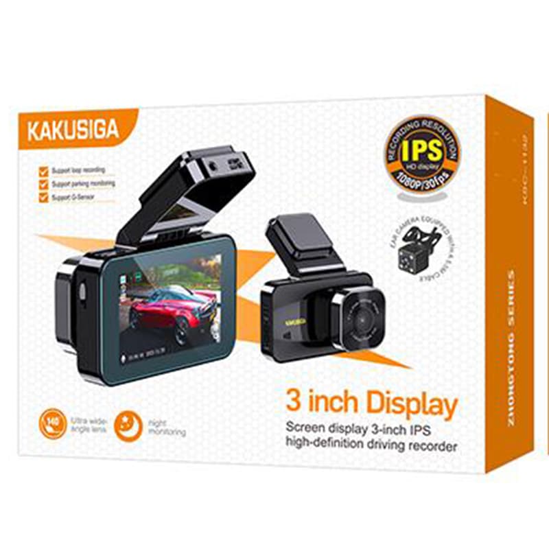 Kaku (KSC-1132) - Camera de bord, ecran 3" iPhoneS HD, 5V, 180mAh, fir 3.5m + Camera Spate 720px, Black 1