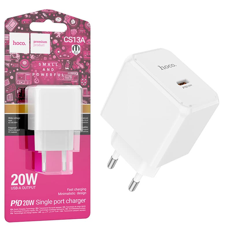 Hoco (CS13A) - Incarcator Retea, 20W, 1xUSB-C, PD, White 1