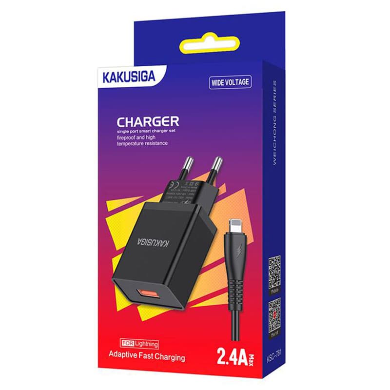 Kaku (KSC-781) - Incarcator Retea + Cablu Lightning, 18W, 2.4A, 1xUSB-A, QC 3.0, Black 1