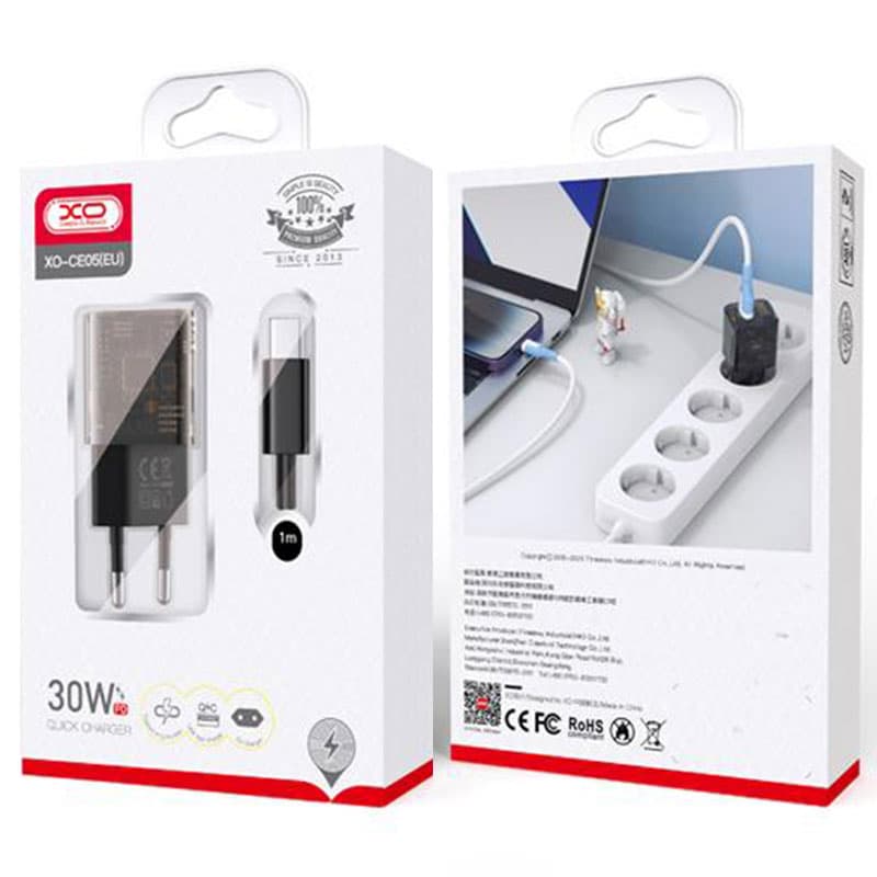 XO (CE05) - Incarcator Retea + Cablu USB-C, 30W, 1xUSB-C, 1xUSB-A, PD, QC 3.0, BROWN 1