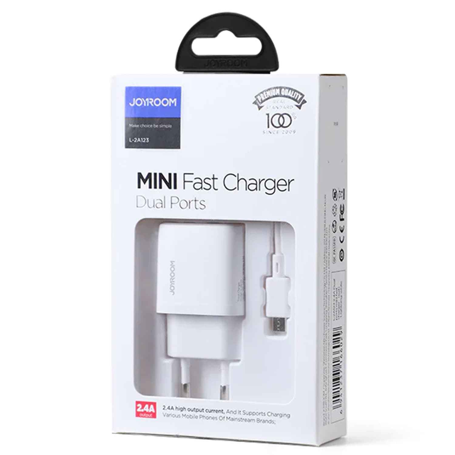 Joyroom (L-2A123) - Incarcator Retea + Cablu MicroUSB, 12W, 2.4A, 2xUSB-A, QC 3.0, White 1