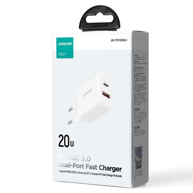 Joyroom (JR-TCF05) - Incarcator Retea, 20W, 1xUSB-C, 1xUSB-C, PD, White 1