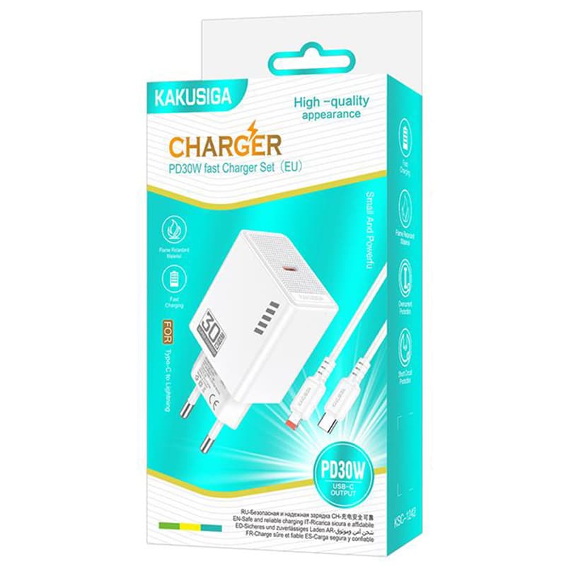 Kaku (KSC-1242) - Incarcator Retea + Cablu Lightning, 1m, PD30W, 3A, 1xUSB-C, FastCharge, White 1