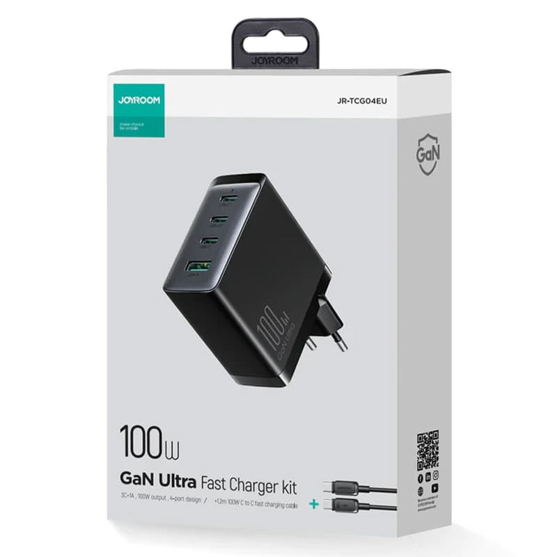 Joyroom (JR-TCG04EU) - Incarcator Retea + Cablu USB-C, 100W, 3xUSB-C, 1xUSB-A, QC 3.0, Black 1