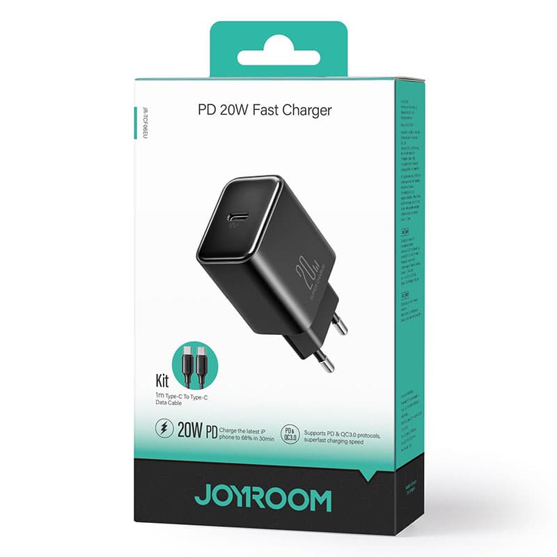 Joyroom (JR-TCF06) - Incarcator Retea + Cablu USB-C, 20W, 1xUSB-C, PD, Black 1