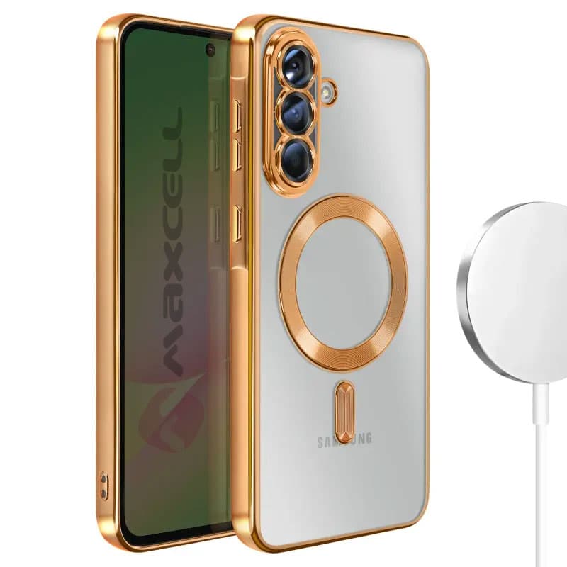 Husa Plating » Samsung S25, silicon cu MagSafe,ElectroEdge, Gold 1