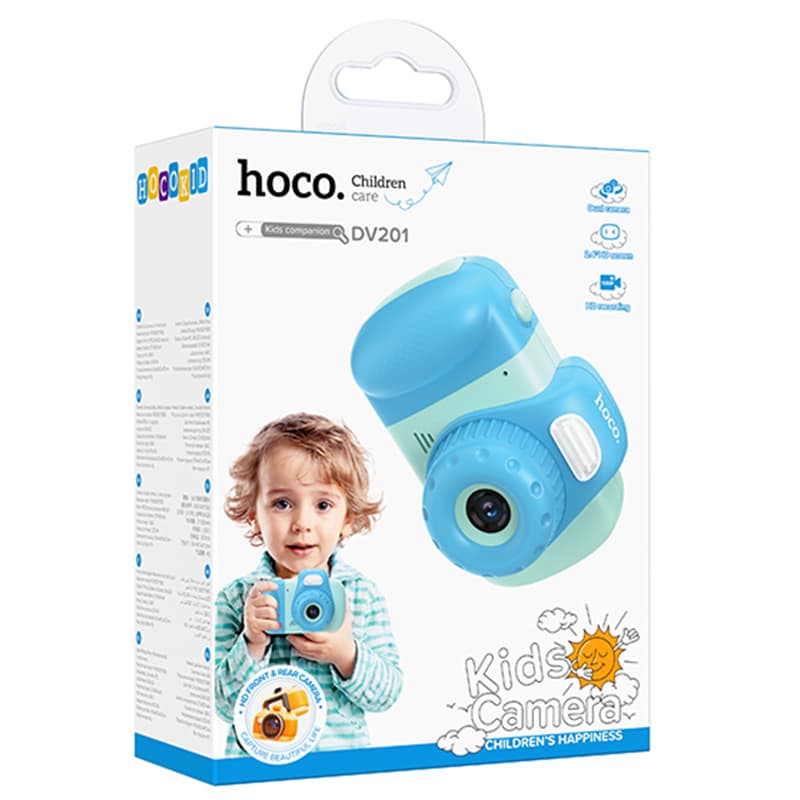Hoco (DV201) - Camera Foto/Video pentru copii, 32MP, Play &amp; Fun, baterie incorporata, Blue