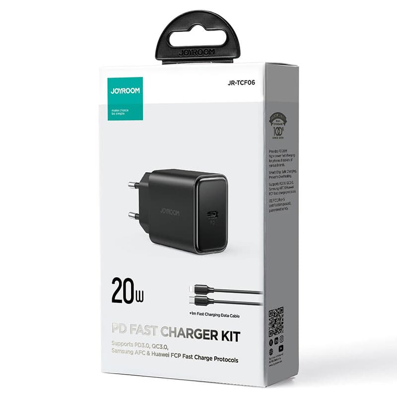 Joyroom (JR-TCF06) - Incarcator Retea + Cablu Lightning, 20W, 1xUSB-C, PD, Black 1