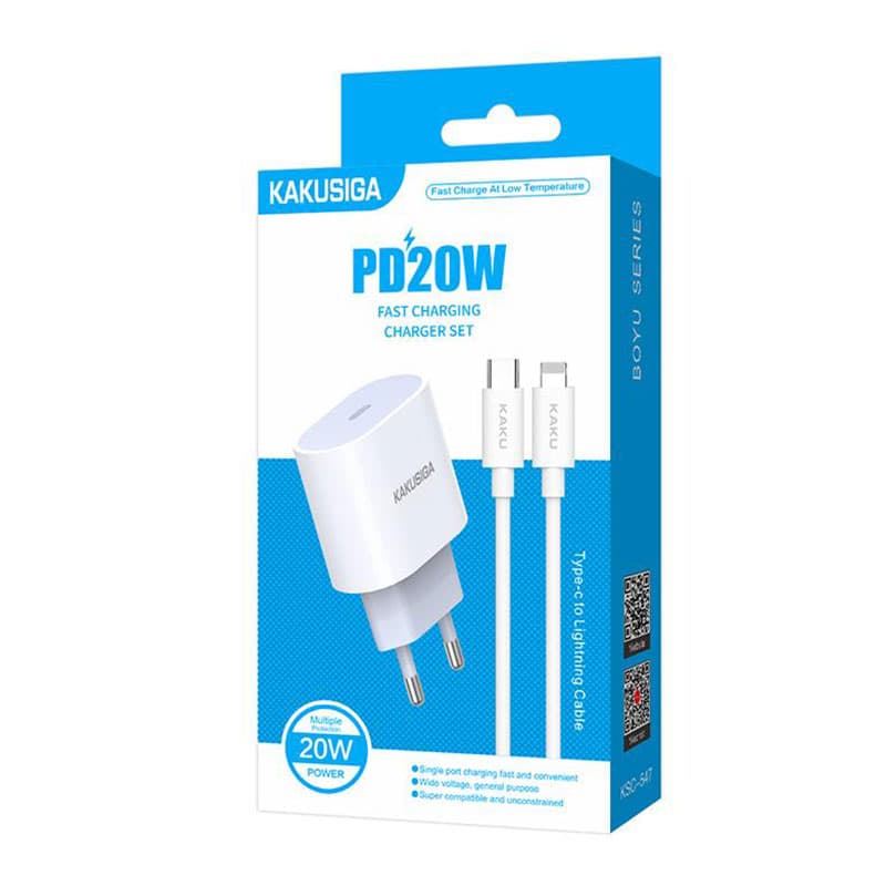 Kaku (KSC-547) - Incarcator Retea + Cablu Lightning, 20W, 1xUSB-C, PD, White 1