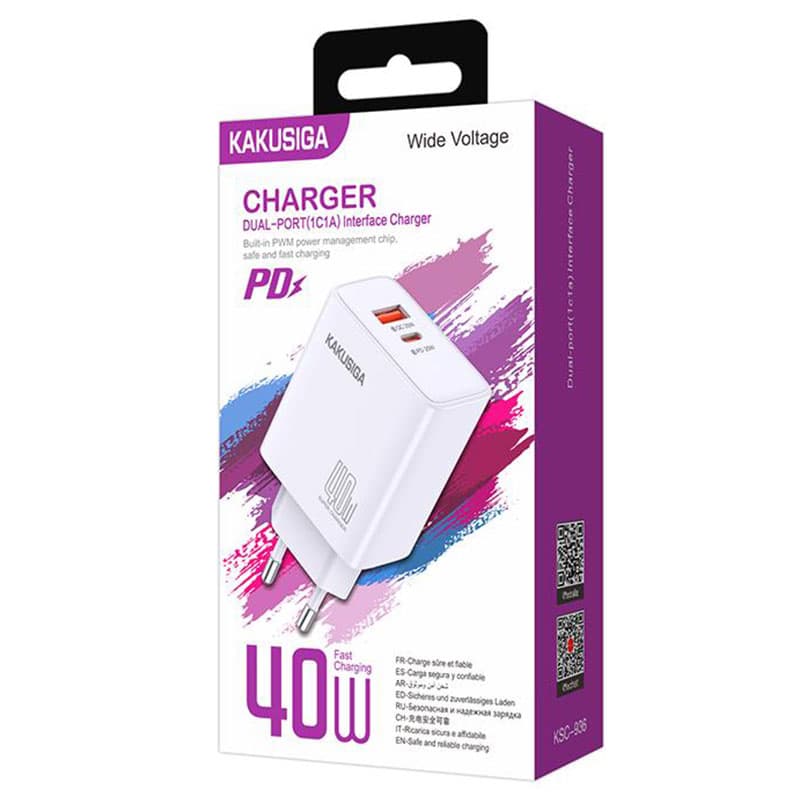 Kaku (KSC-936) - Incarcator Retea, 40W, 1xUSB-C, 1xUSB-A, PD, QC 3.0, White 1