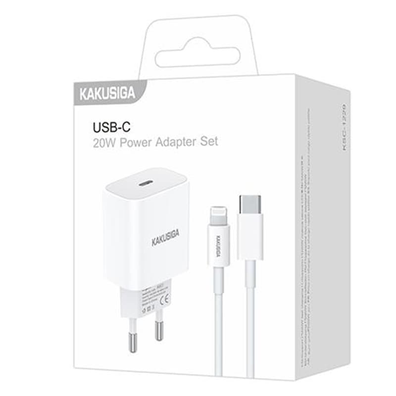Kaku (KSC-1229) - Incarcator Retea + Cablu Lightning, USB-C, PD20W, Smart Charging, White 1