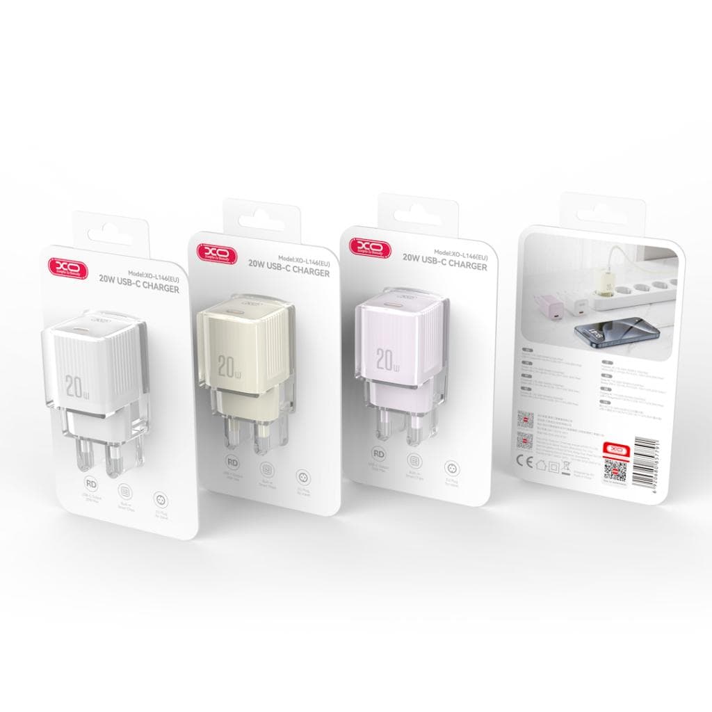 XO (L146) - Incarcator Retea, 18W, 5V, 3A, 1xUSB-C, Purple 1