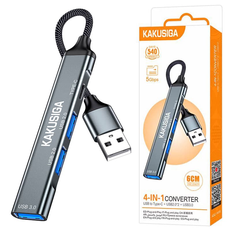Kaku (KSC-1416) - Adaptor OTG Transfer, USB la USB-C / USB 3.0 / 2xUSB 2.0, 4in1, 60cm, Grey 1