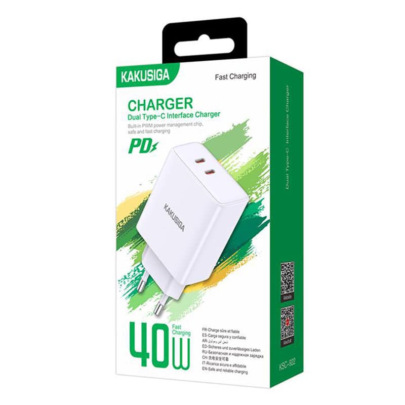 Kaku (KSC-922) - Incarcator Retea, 40W, 2xUSB-C, PD, White 1