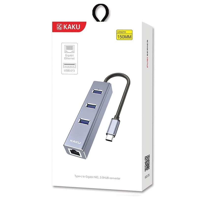 Kaku (KSC-275) - Hub MultiPhoneort USB-C, 4-in-1, 3xUSB3.0, 1xGigabit RJ45, Grey 1