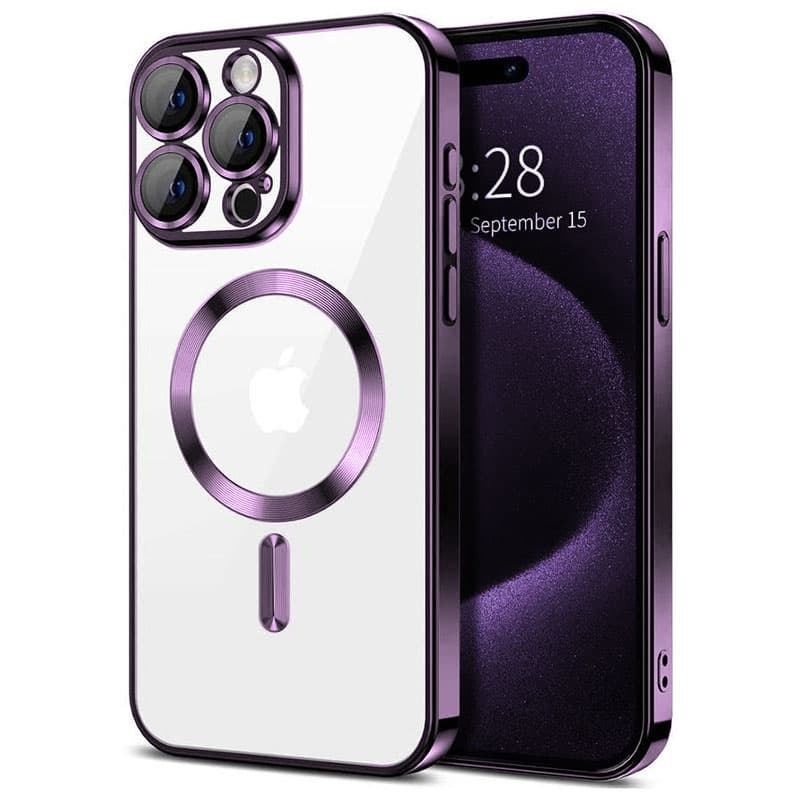 Husa Plating » iPhone 15 Pro, silicon cu MagSafe,ElectroEdge, Purple 1