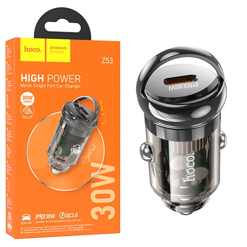 Hoco (Z53) - Incarcator Auto, 30W, 1xUSB-C, PD, Ring-Pull, Black 1