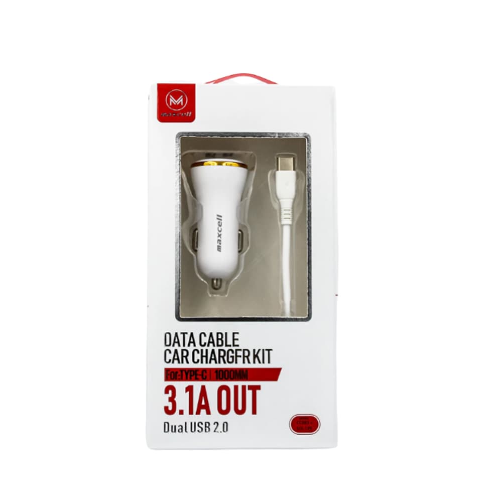Maxcell (CC083) - Incarcator Auto + Cablu Lightning, 2xUSB-A, 5V, 3.1A, White 1