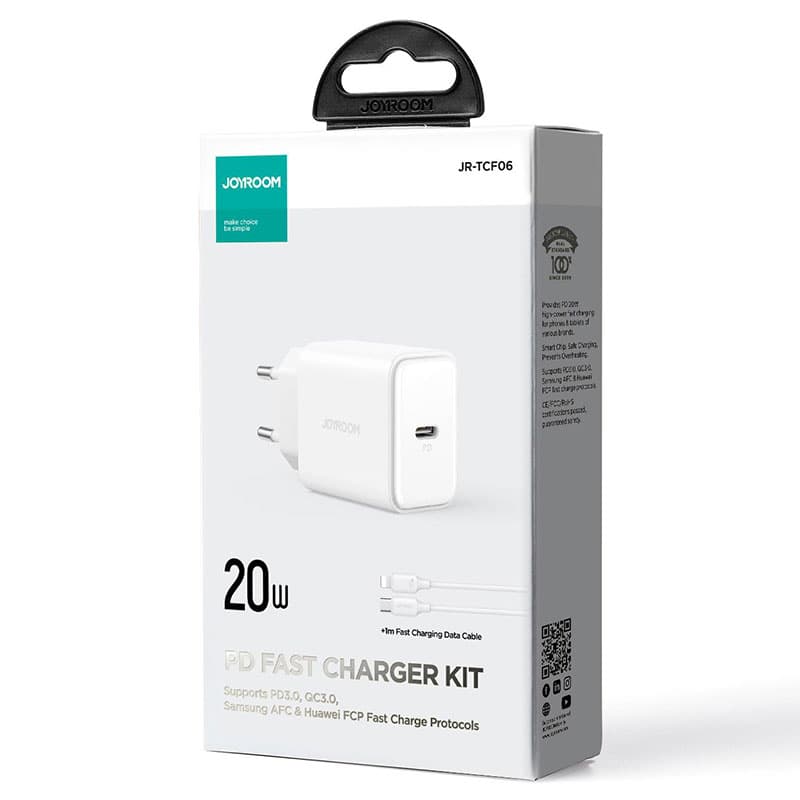 Joyroom (JR-TCF06) - Incarcator Retea + Cablu Lightning, 20W, 1xUSB-C, PD, White 1