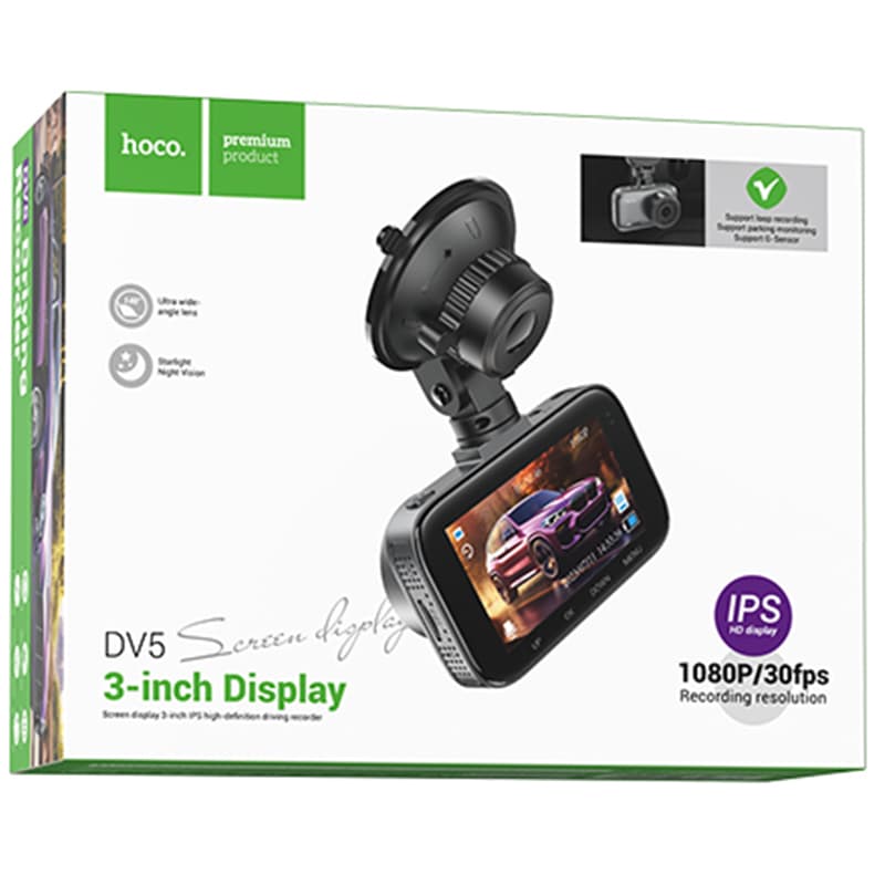 Hoco (DV5) - Camera Video pentru masina, HD 1080MPX, cu Display de 3 inchi, Iron Grey 1