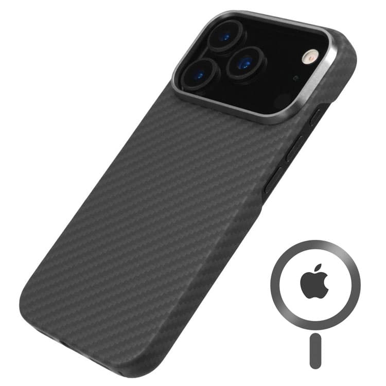Husa Kevlar » iPhone 17Pro, Carbon UltraThin, Aramid Fiber, cu MagSafe, Black 1