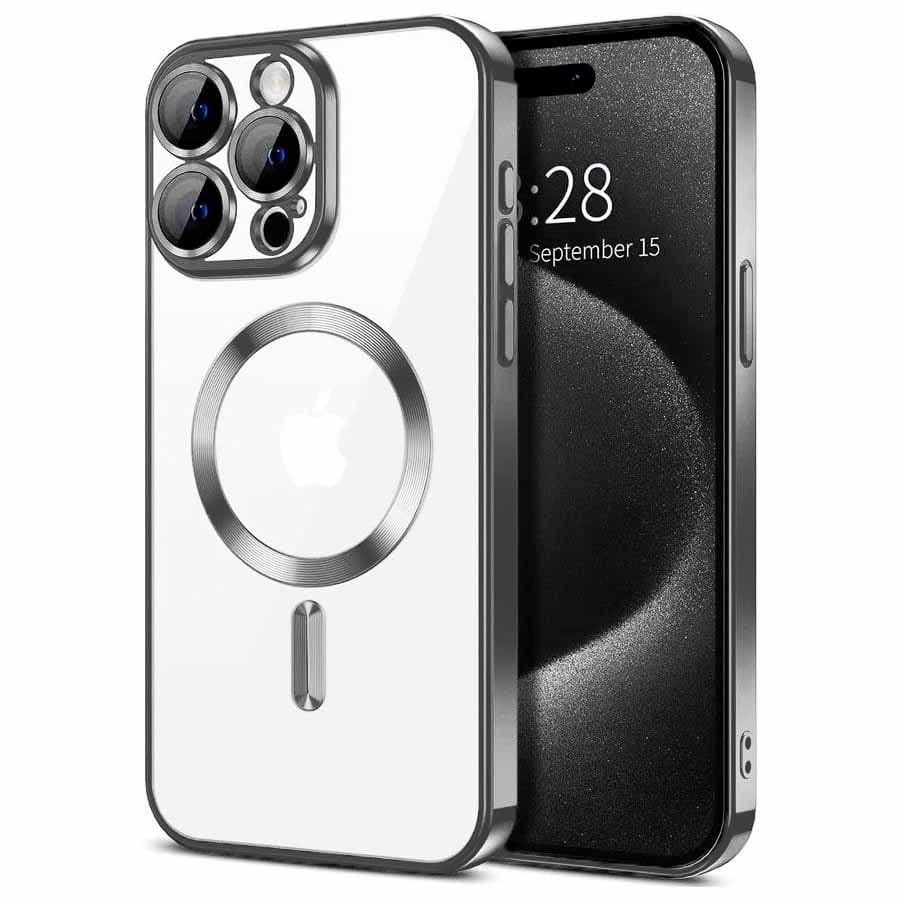 Husa Plating » iPhone 17, silicon cu MagSafe,ElectroEdge, Silver 1