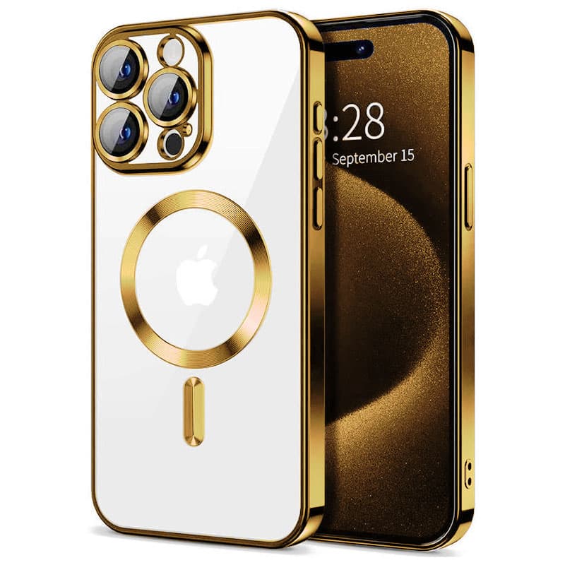 Husa Plating » iPhone 14 Pro, silicon cu MagSafe,ElectroEdge, Gold 1